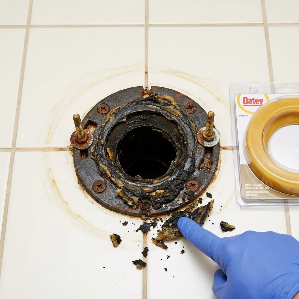 Failed wax ring showing water seepage at the base of a toilet in a Stevenson, WA home