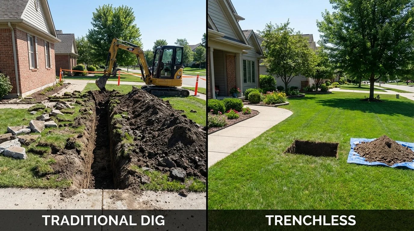Trenchless sewer repair with minimal yard damage versus traditional excavation in Stevenson, WA